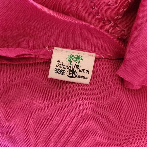 Island Planet Scarf Sarong Pink with Fringed Trim Sequin Detail - Picture 8 of 8